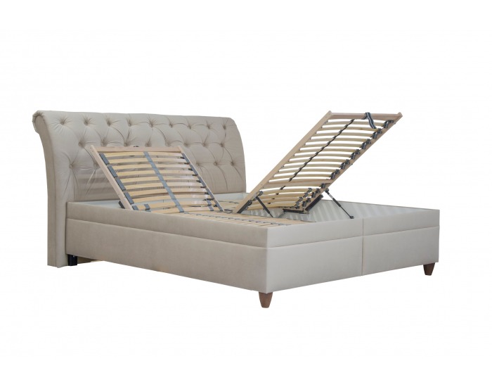 Čalúnená manželská posteľ s roštom a matracom Linda 180 - béžová
