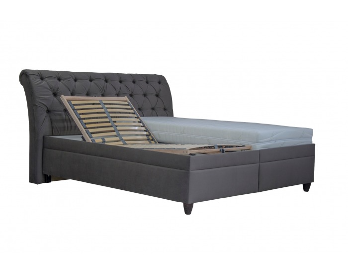 Čalúnená manželská posteľ s roštom a matracom Linda 180 - tmavosivá