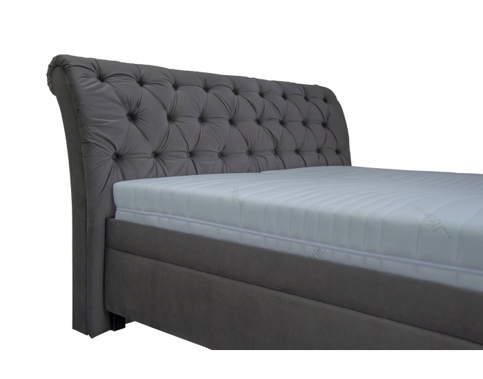 Čalúnená manželská posteľ s roštom a matracom Linda 180 - tmavosivá