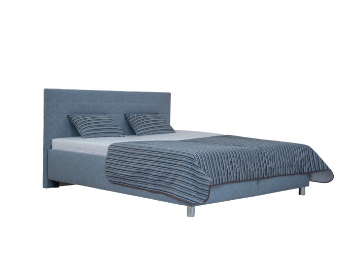 Čalúnená manželská posteľ s roštom a matracom Mirka 160 - modrá / vzor