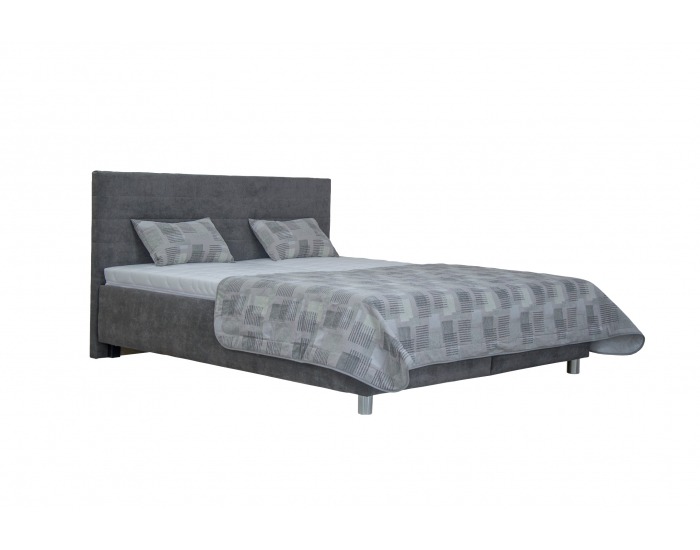Čalúnená manželská posteľ s roštom a matracom Mirka 180 - tmavosivá / vzor