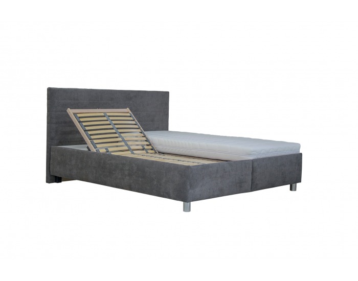 Čalúnená manželská posteľ s roštom a matracom Mirka 180 - tmavosivá / vzor