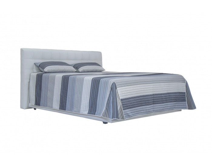 Čalúnená manželská posteľ s roštom a matracom Monaco 180 - biela / vzor