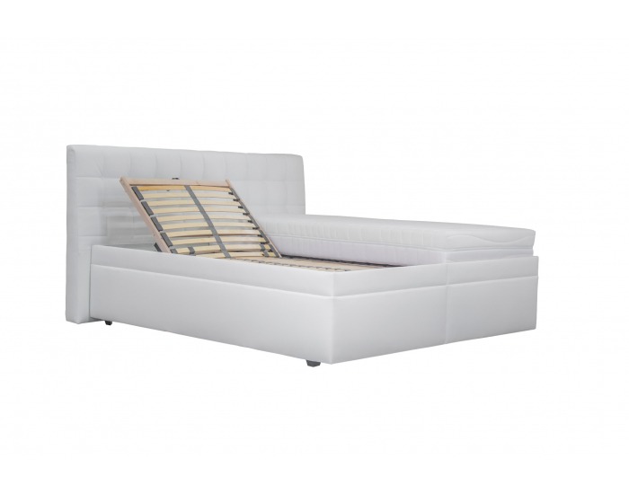 Čalúnená manželská posteľ s roštom a matracom Monaco 180 - biela / vzor
