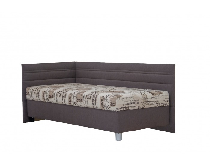 Jednolôžková posteľ (váľanda) s matracom Polly 120 L - hnedá / vzor