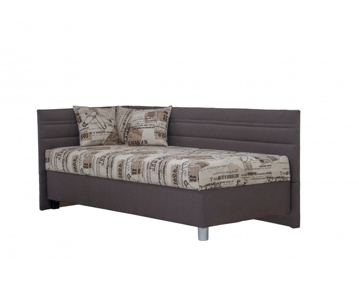 Jednolôžková posteľ (váľanda) s matracom Polly 120 L - hnedá / vzor