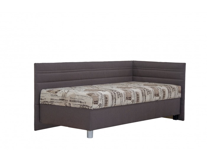 Jednolôžková posteľ (váľanda) s matracom Polly 120 P - hnedá / vzor