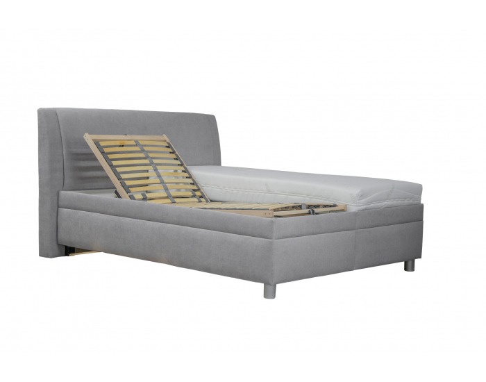 Čalúnená manželská posteľ s roštom a matracom Taranto 160 - sivá / vzor