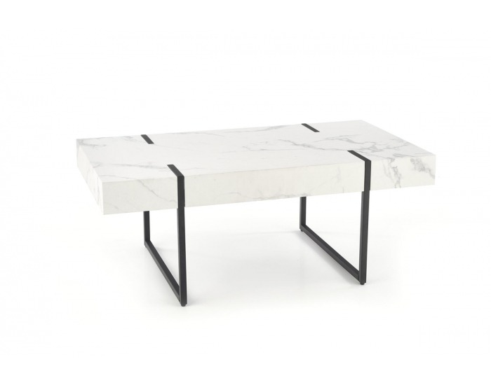 Konferenčný stolík Blanca - biely mramor / čierna