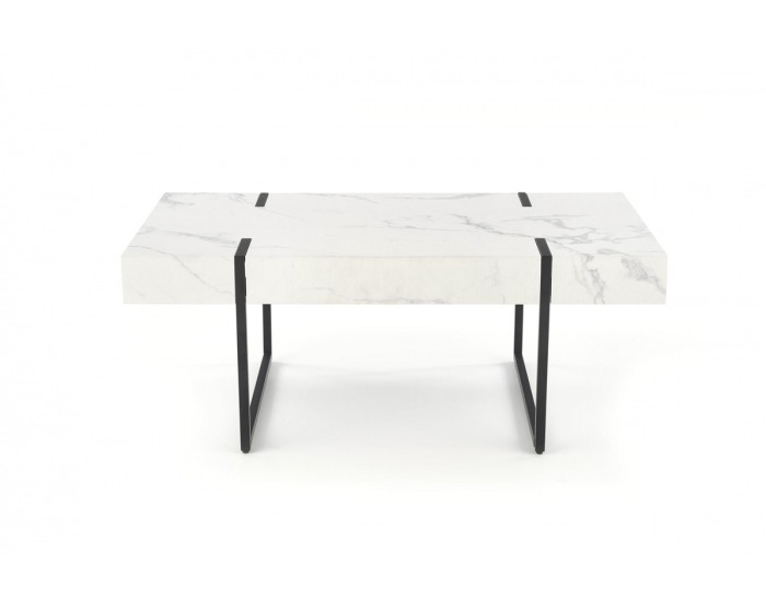 Konferenčný stolík Blanca - biely mramor / čierna