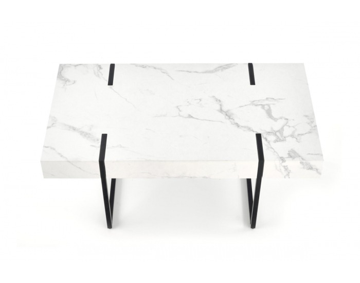 Konferenčný stolík Blanca - biely mramor / čierna