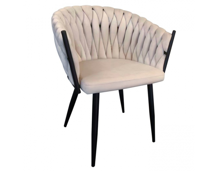Dizajnové kreslo Bler - svetlobéžová (Velvet) / čierna