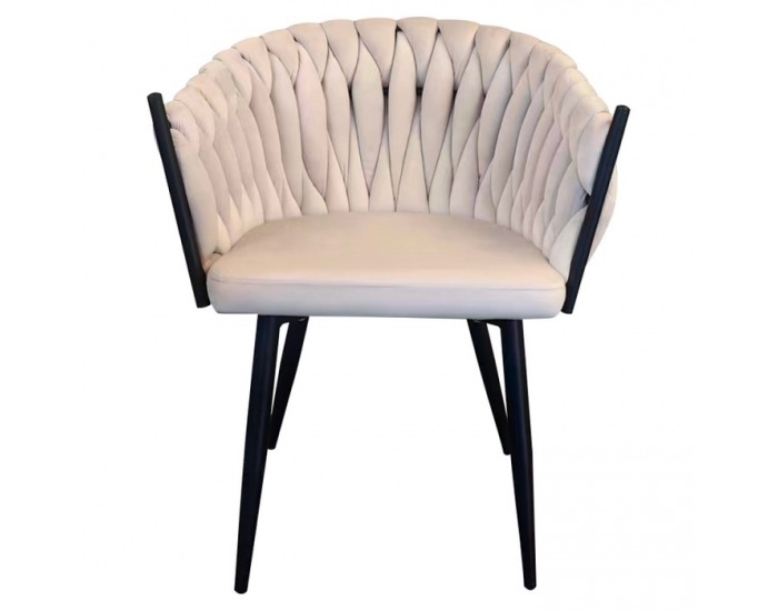 Dizajnové kreslo Bler - svetlobéžová (Velvet) / čierna