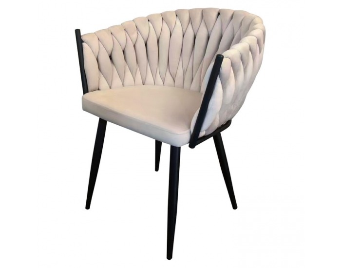 Dizajnové kreslo Bler - svetlobéžová (Velvet) / čierna
