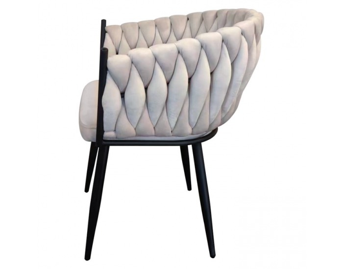 Dizajnové kreslo Bler - svetlobéžová (Velvet) / čierna