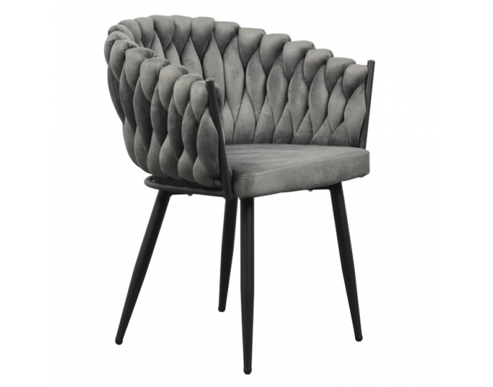 Dizajnové kreslo Bler - tmavosivá (Velvet) / čierna