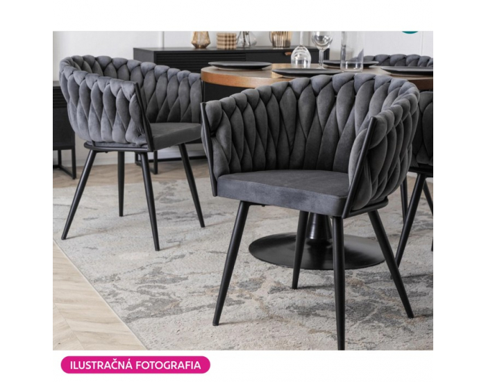Dizajnové kreslo Bler - tmavosivá (Velvet) / čierna