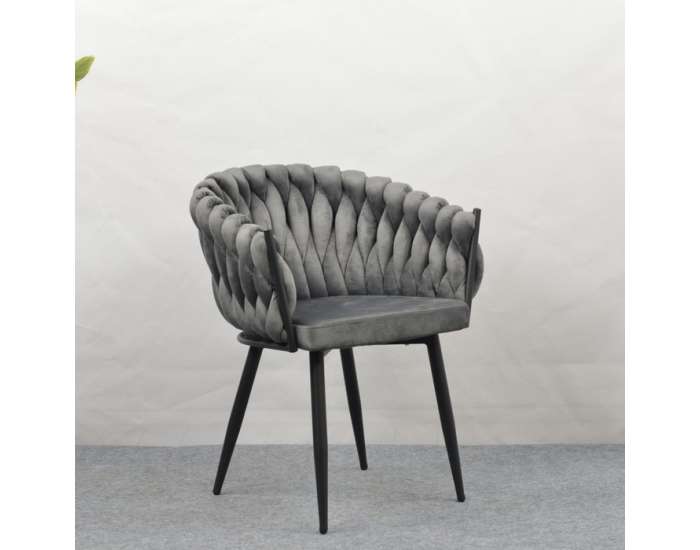 Dizajnové kreslo Bler - tmavosivá (Velvet) / čierna