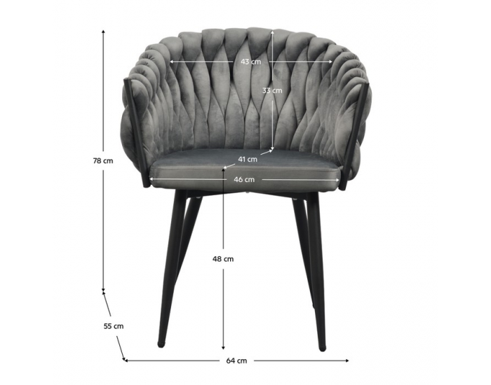 Dizajnové kreslo Bler - tmavosivá (Velvet) / čierna