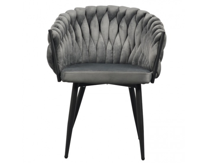 Dizajnové kreslo Bler - tmavosivá (Velvet) / čierna