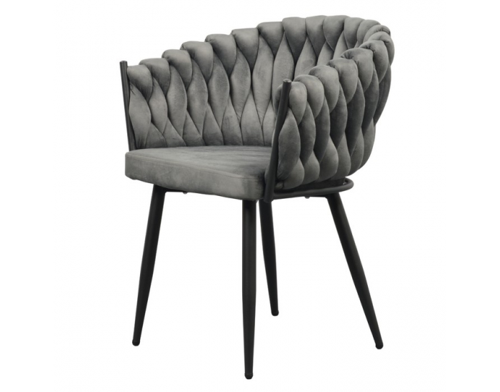 Dizajnové kreslo Bler - tmavosivá (Velvet) / čierna