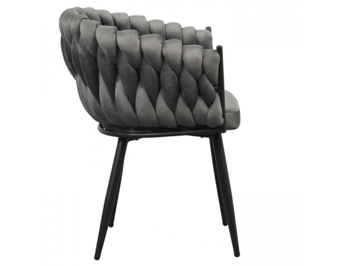 Dizajnové kreslo Bler - tmavosivá (Velvet) / čierna