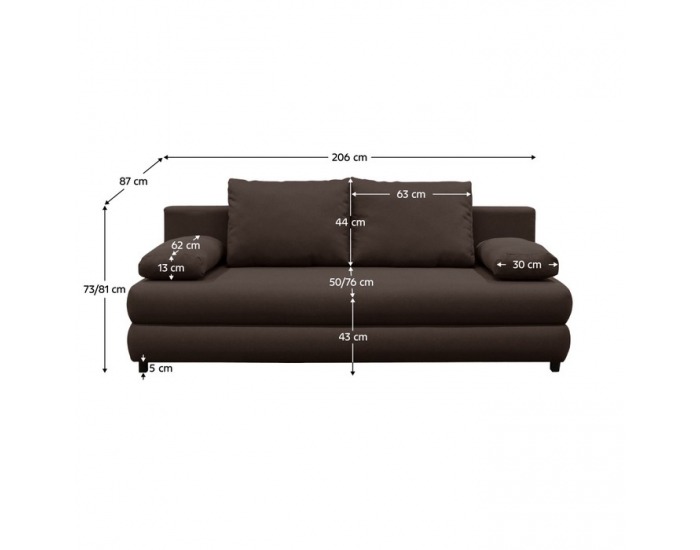 Rozkladacia pohovka s úložným priestorom Blum - hnedá