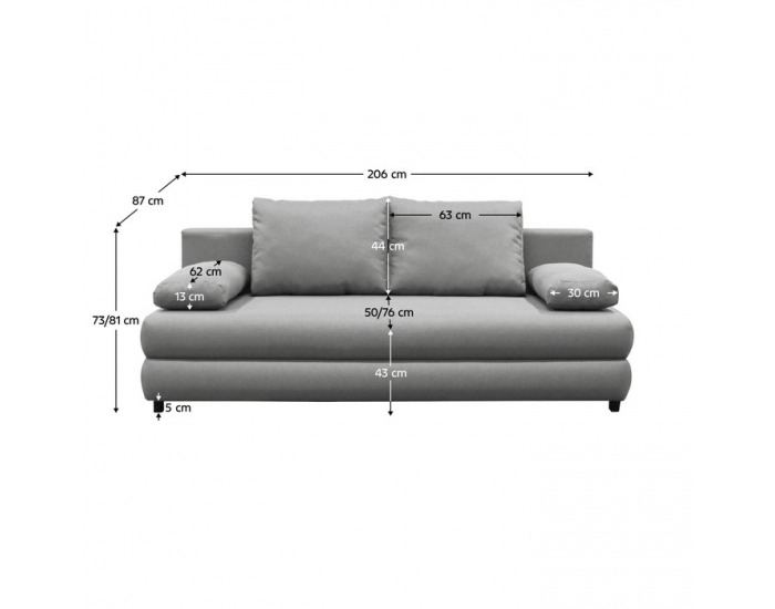 Rozkladacia pohovka s úložným priestorom Blum - sivá
