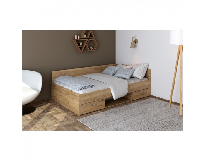 Posteľový rám s úložným priestorom Boat 120 - dub artisan