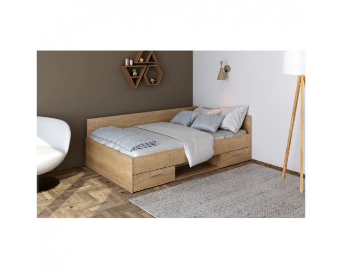 Posteľový rám s úložným priestorom Boat 120 - dub sonoma