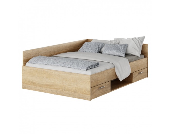 Posteľový rám s úložným priestorom Boat 140 - dub sonoma