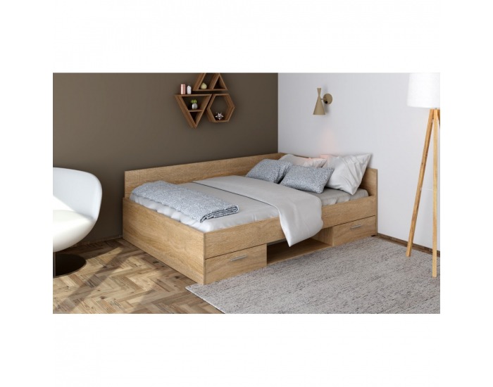 Posteľový rám s úložným priestorom Boat 140 - dub sonoma