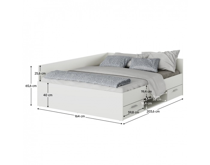 Posteľový rám s úložným priestorom Boat 160 - biela