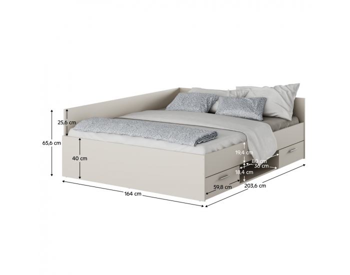 Posteľový rám s úložným priestorom Boat 160 - kašmír