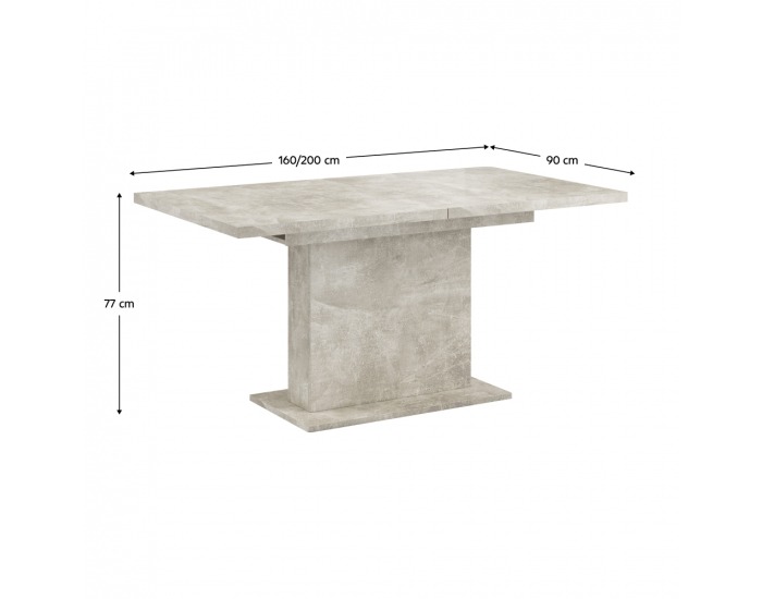 Rozkladací jedálenský stôl Boba 160/200 - betón