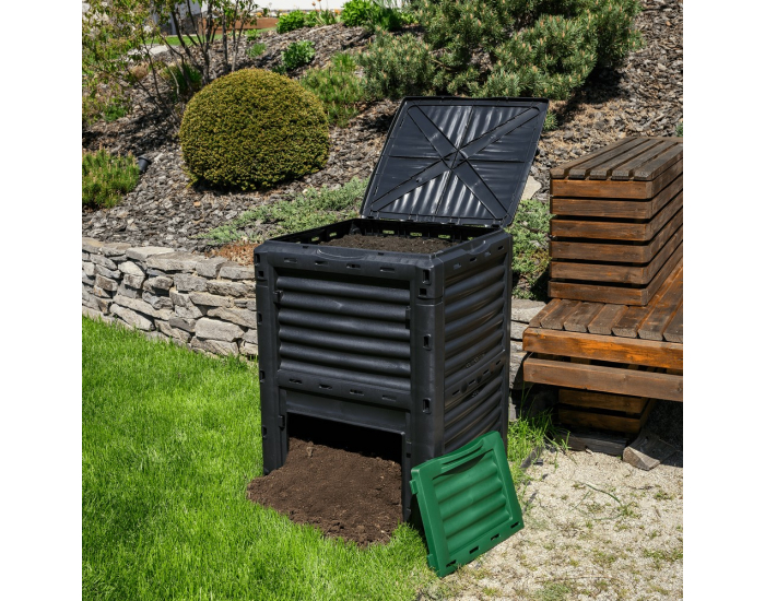 Záhradný kompostér Bobs 300 l - čierna / zelená