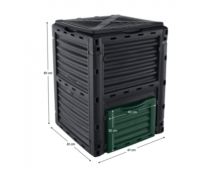 Záhradný kompostér Bobs 300 l - čierna / zelená