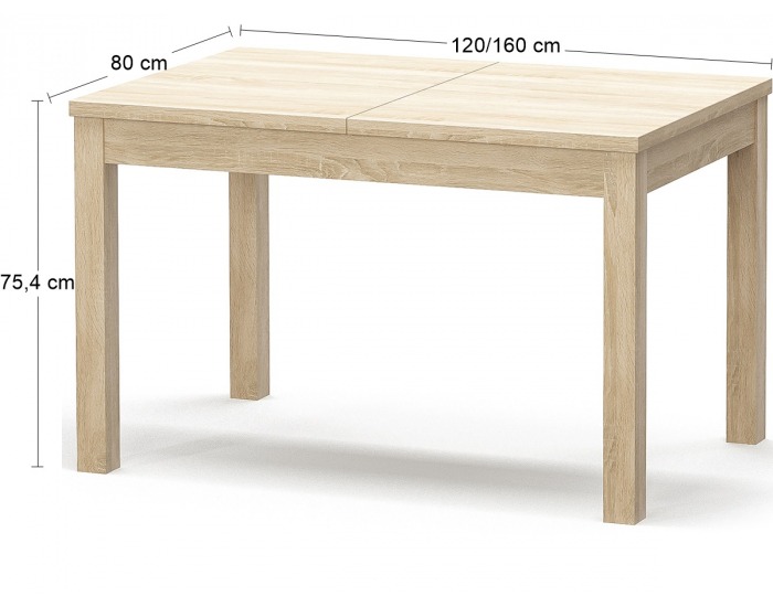 Rozkladací jedálenský stôl Bofin 120/160 - dub sonoma