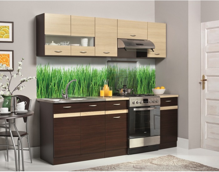 Kuchyňa Eliza 220 - dub wenge / dub wenge / rijeka svetlá