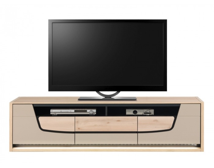 TV stolík s osvetlením Enzo EN 2 - buk mat / béžový lesk