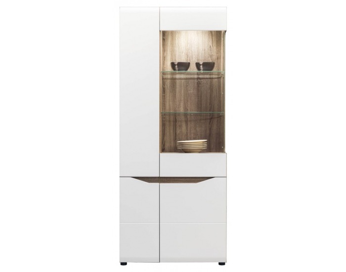 Dvojdielna vitrína Lionel LI 7 - dub sonoma truflový / biely vysoký lesk