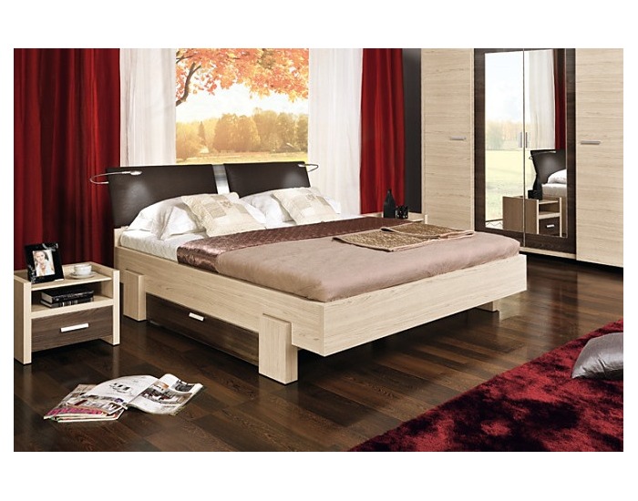 Manželská posteľ s roštom Spa 160 - tuja / platan monaco