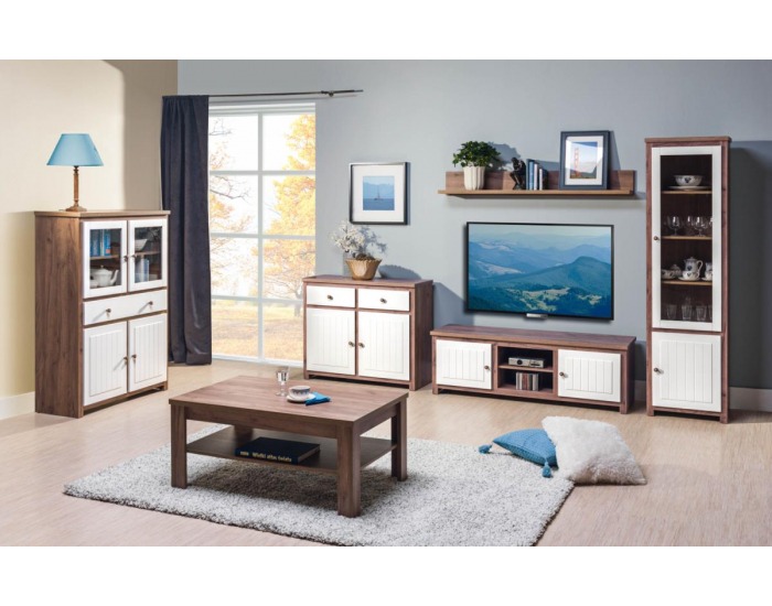 Vitrína Stix ST 5 - dub / biely mat