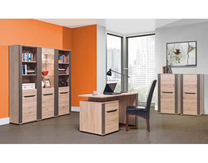 Vitrína Sven SV 5 - dub San Remo / latte