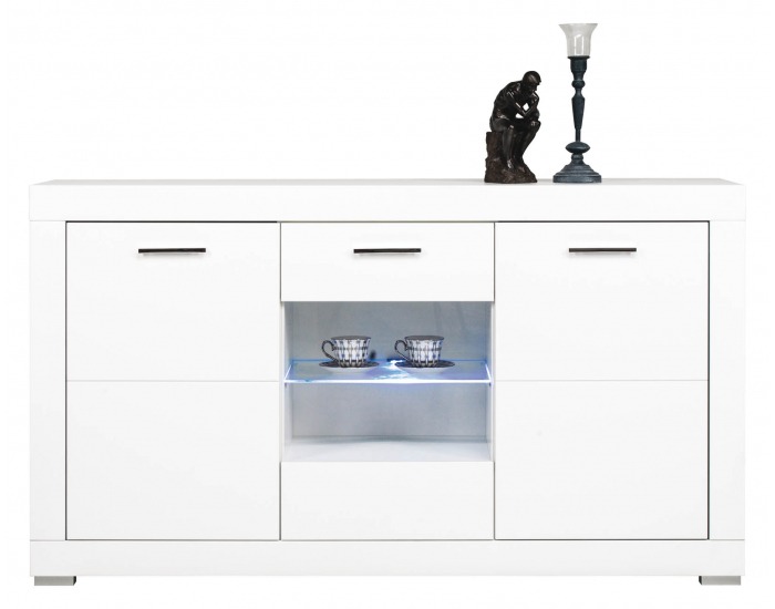 Trojdielna komoda White WH 4 - biela / biely mat