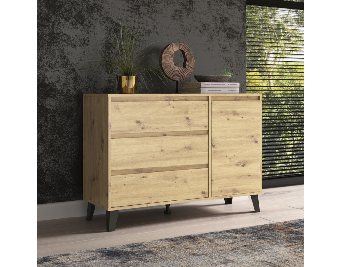 Jednodverová komoda so zásuvkou Bogan New 1D3S - dub artisan