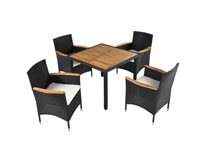 Záhradný nábytok z umelého ratanu Bogart - čierna / krémová / prírodná