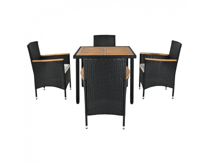 Záhradný nábytok z umelého ratanu Bogart - čierna / krémová / prírodná