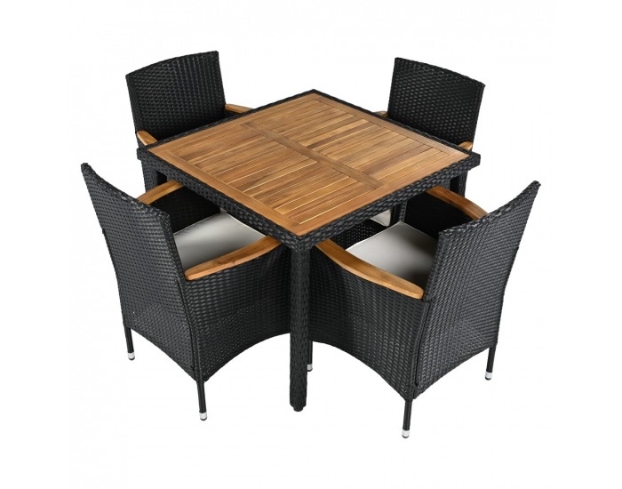 Záhradný nábytok z umelého ratanu Bogart - čierna / krémová / prírodná