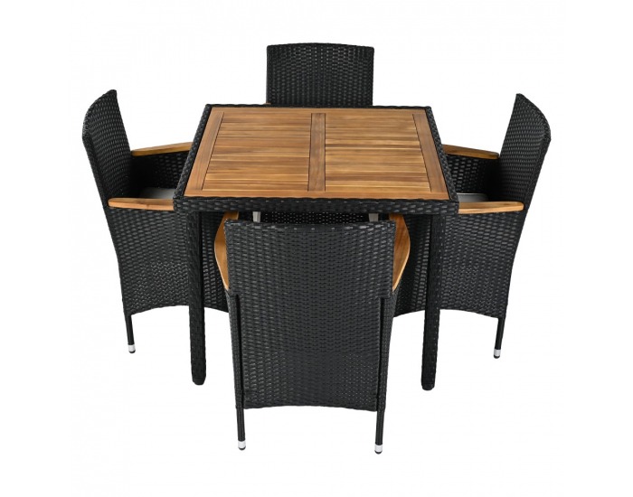 Záhradný nábytok z umelého ratanu Bogart - čierna / krémová / prírodná